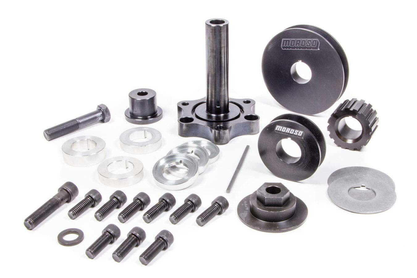 Crank Mandrel Drive Kit - 4 in Long Mandrel - Gilmer / V-Belt Pulleys - Small Block Chevy - Kit