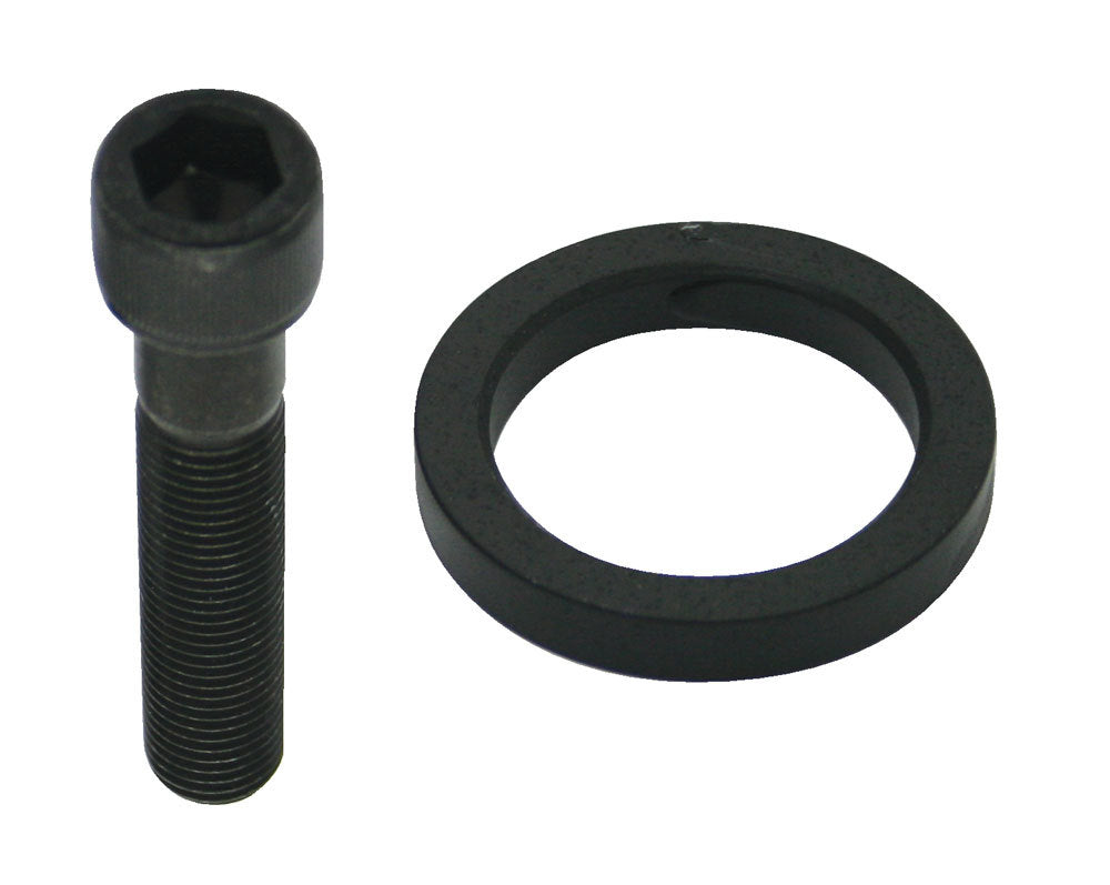 Crank Mandrel Spacer - 0.250 in Thick - 1-1/4 in Mandrel - Bolt Included - Steel - Black Oxide - Moroso Mandrel Drive System - Small Block Chevy - Each