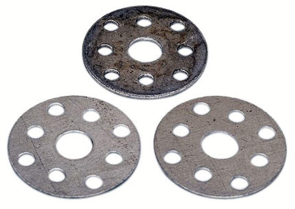 Water Pump Pulley Shim - 0.063 in and 0.125 in Thick - 5/8 in and 3/4 in Shaft - Aluminum - Natural - Ford / GM Water Pumps - Set of 3