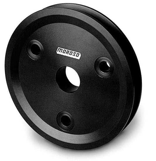 Crankshaft Pulley - V-Belt - 1 Groove - 5.25 in Diameter - Billet Aluminum - Black Anodized - Short Water Pump - Small Block Chevy - Each