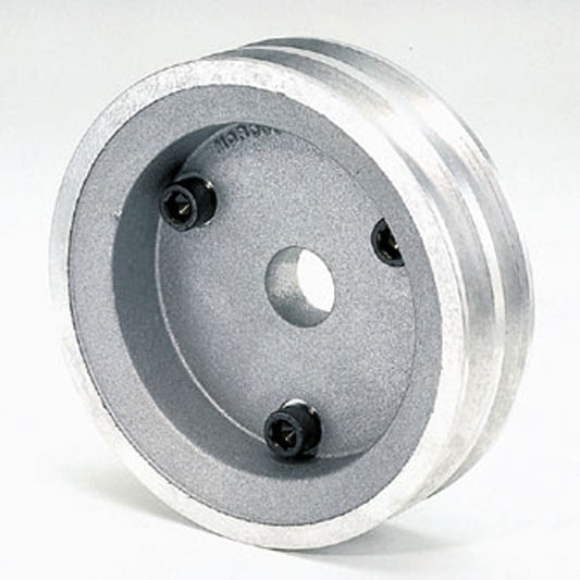 Crankshaft Pulley - V-Belt - 2 Groove - 5.375 in Diameter - Aluminum - Natural - Short Water Pump - Small Block Chevy - Each