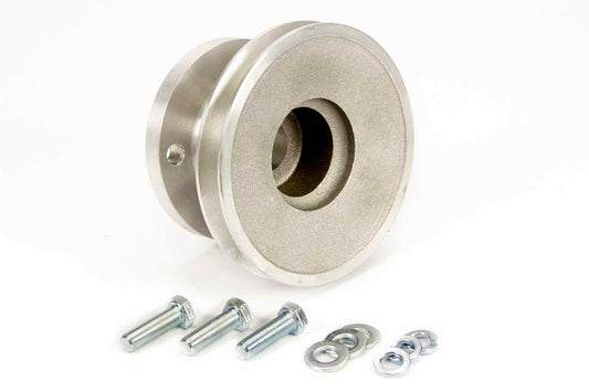 Crankshaft Pulley - V-Belt - 1 Groove - 5 in Diameter - Hardware Included - Aluminum - Natural - Long Water Pump - Small Block Chevy - Each