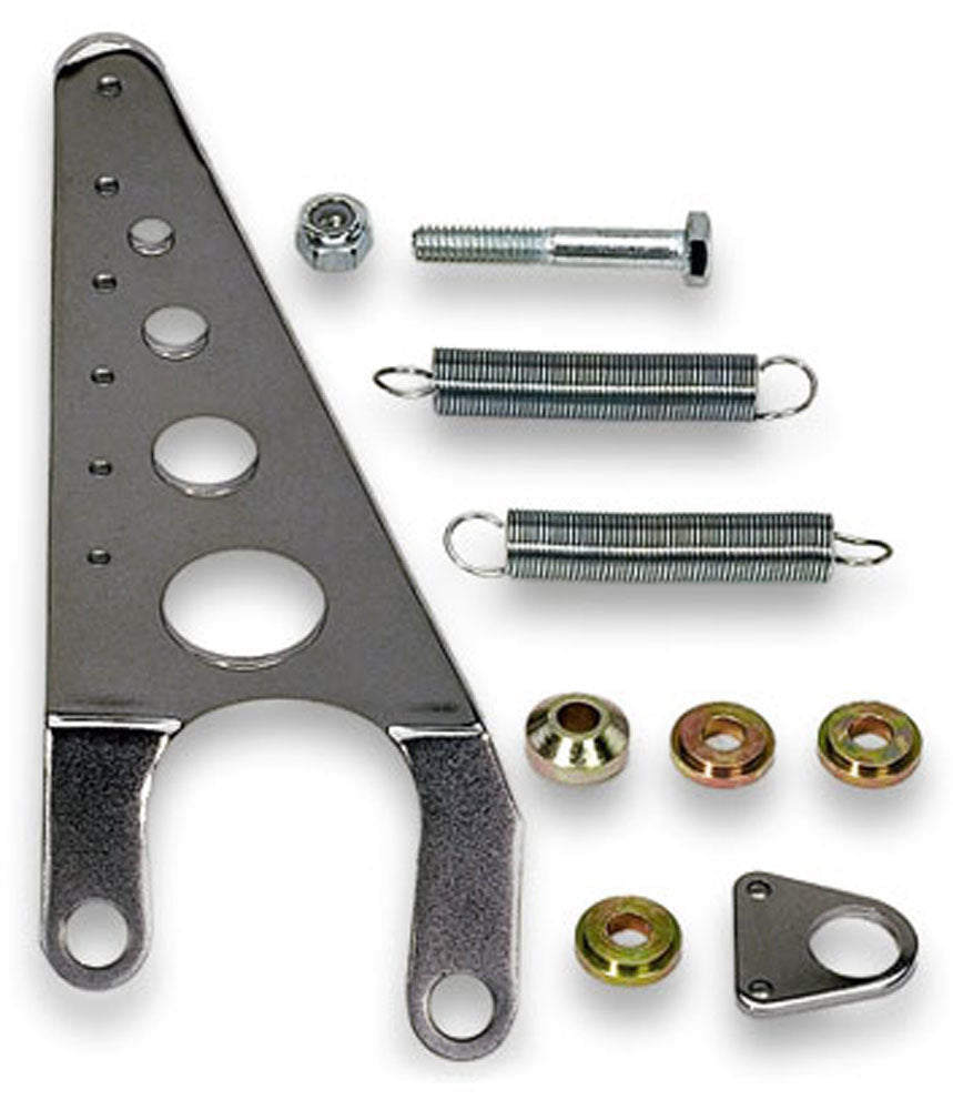 Throttle Return Spring Kit - Manifold Mount - 5-7/16 in Tall Bracket - Steel - Chrome - 18 Degree Head - Small Block Chevy - Kit