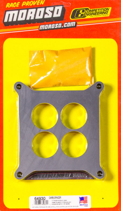 Carburetor Spacer - 1 in Thick - 4 Hole - Square Bore - Plastic - Each