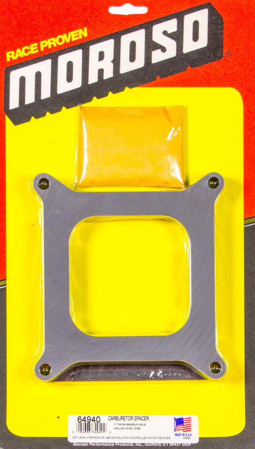 Carburetor Spacer - 1 in Thick - Open - Square Bore - Hardware Included - Plastic - Each