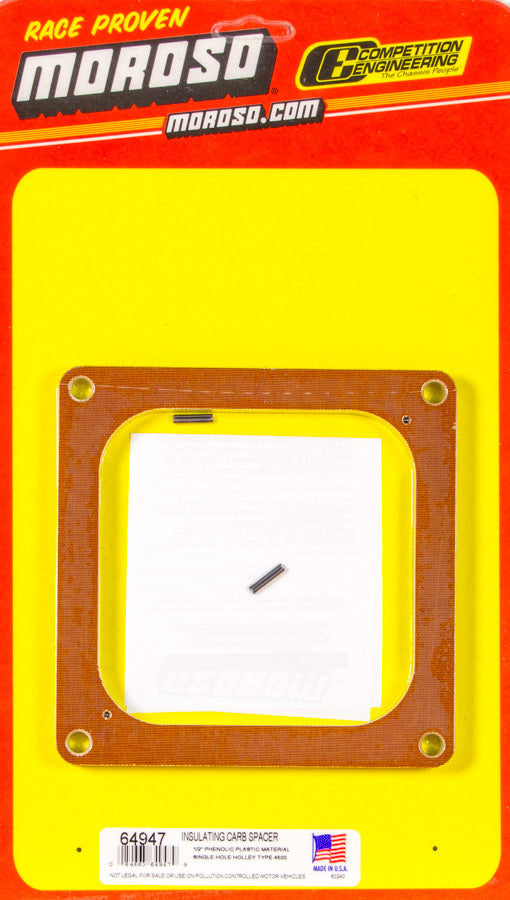 Carburetor Spacer - 0.5 in Thick - Open - Dominator Flange - Phenolic - Natural - Each