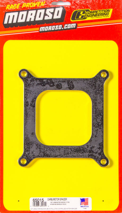 Carburetor Spacer - 0.5 in Thick - Open - Square Bore - Wood - Each