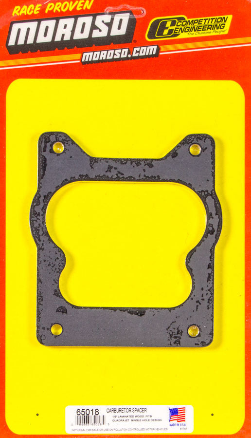 Carburetor Spacer - 0.5 in Thick - Open - Spread Bore - Wood - Each