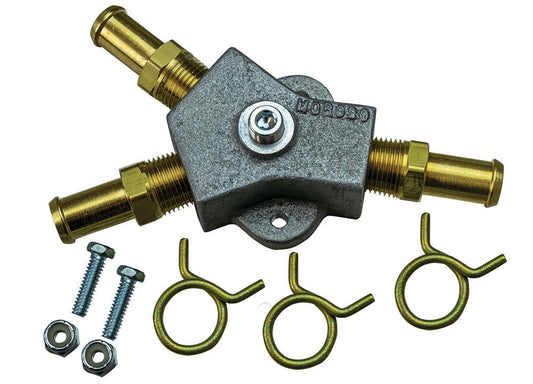 Fuel Block - Three 1/2 in Hose Barb - 1/8 in NPT Female Port - Aluminum - Kit