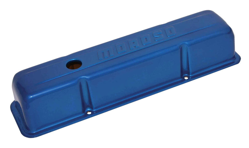 Valve Cover - Tall - Moroso Logo - Steel - Blue Powder Coat - Small Block Chevy - Pair