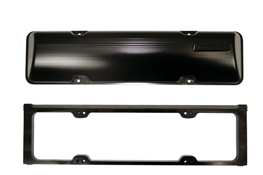 Valve Cover - Stock Height - 2-Piece - Aluminum - Black Anodized - Small Block Chevy - Pair