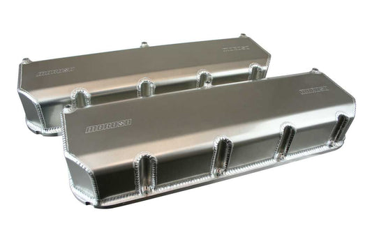 Valve Cover - Tall - Moroso Logo - Fabricated Aluminum - Natural - Small Block Chevy - Pair