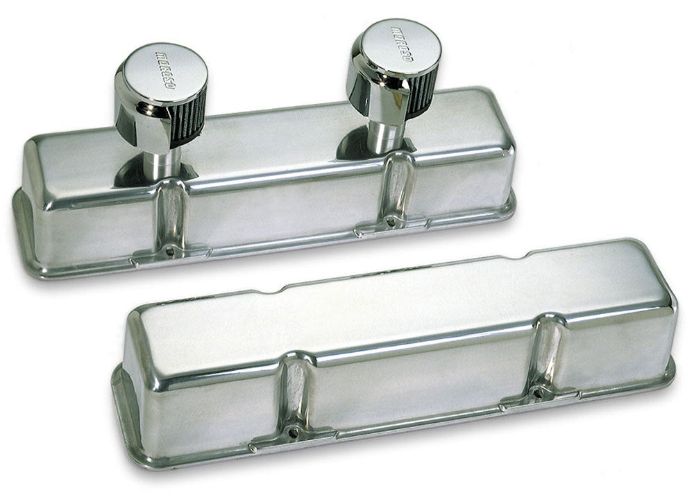 Valve Cover - Tall - Breather Tubes - Breathers / Hardware Included - Cast Aluminum - Polished - Small Block Chevy - Pair