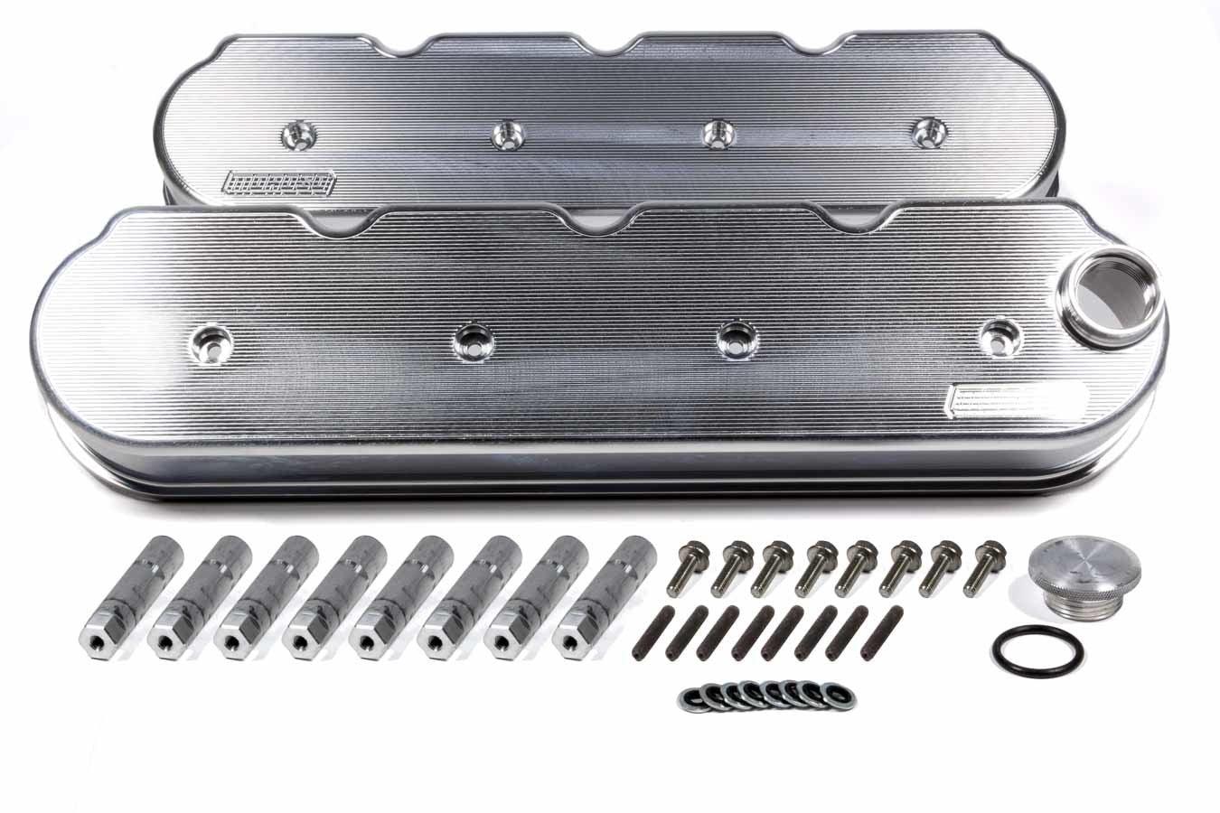 Valve Cover - 2.5 in Height - Billet Rail - Aluminum - Natural - GM LS-Series - Pair