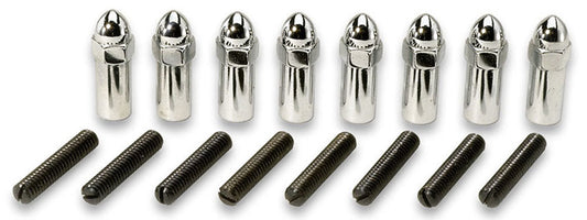 Valve Cover Fastener - Stud - 1/4-20 in Thread - 1.375 in Long - Hex Nuts - Steel - Chrome - Set of 8