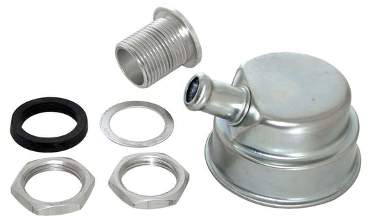 Breather - Screw-In - Round - 1-1/4 in Hole - Positive Locking - 5/8 in Evacuation Fitting - Steel - Zinc Plated - Kit