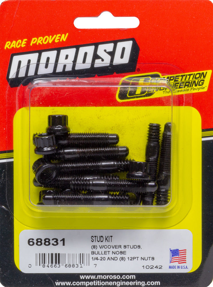 Valve Cover Fastener - Stud - 1/4-20 in Thread - 1.500 in Long - Steel - Black Oxide - Set of 8