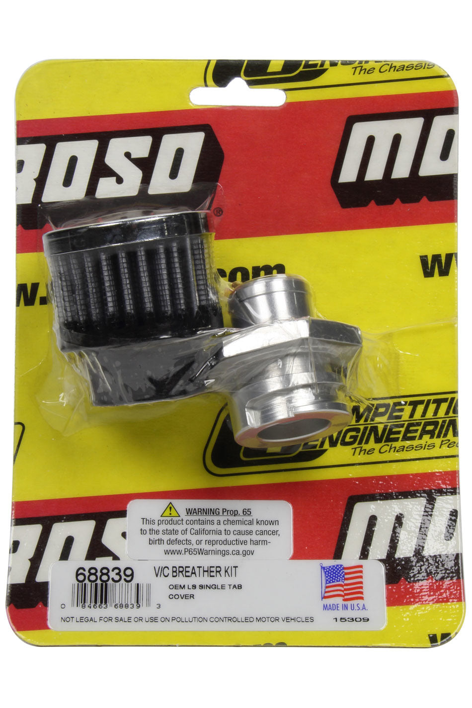 Breather - Screw-In - Round - GM LS Single Tab - Clamp-On Filter - Moroso Logo - Kit