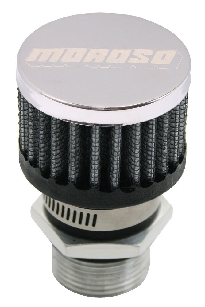 Breather - Clamp-On - Round - 1 in OD Tube - Reusable - Moroso LS Valve Cover Adapter - Moroso Logo - Kit