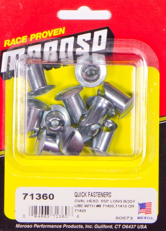 Quick Turn Fastener - Oval Head - Slotted - 7/16 x 0.550 in Body - Steel - Zinc Plated - Set of 10