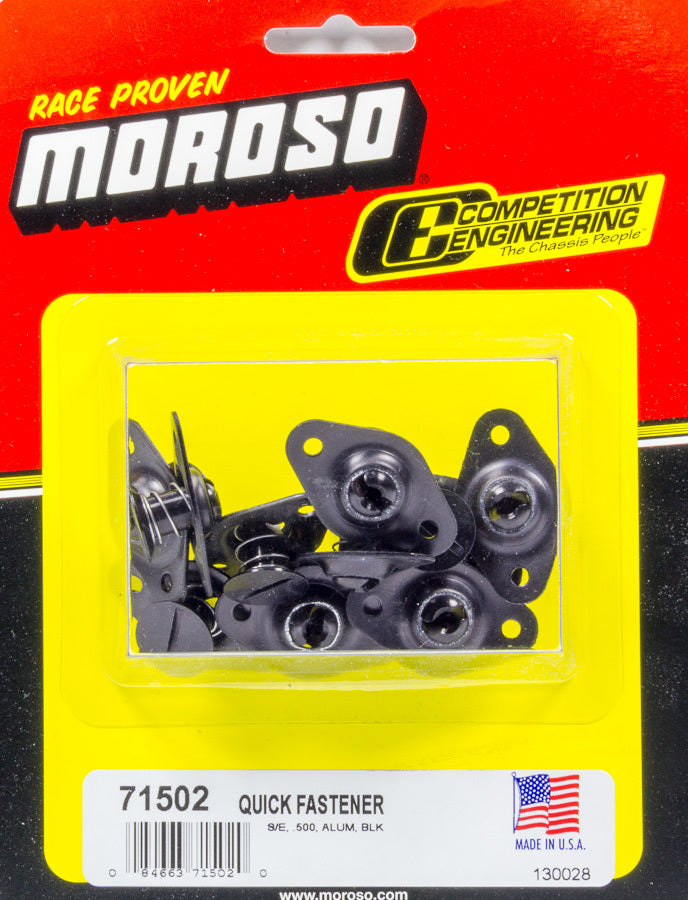 Quick Turn Fastener - Self Ejecting - Flush Head - Slotted - 5/16 x 0.500 in Body - Aluminum - Black Anodized - Set of 10