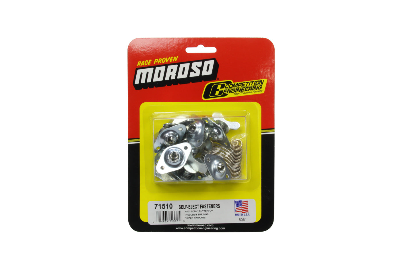 Quick Turn Fastener - Self Ejecting - Wing Head - 5/16 x 0.500 in Body - Steel - Cadmium - Set of 10