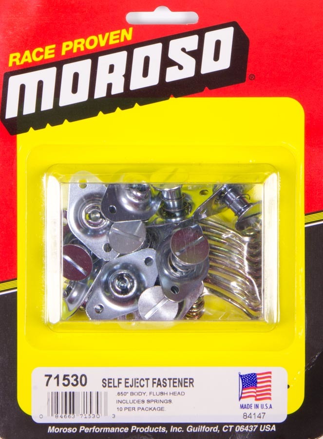Quick Turn Fastener - Self Ejecting - Flush Head - Slotted - 5/16 x 0.650 in Body - Steel - Zinc Plated - Set of 10