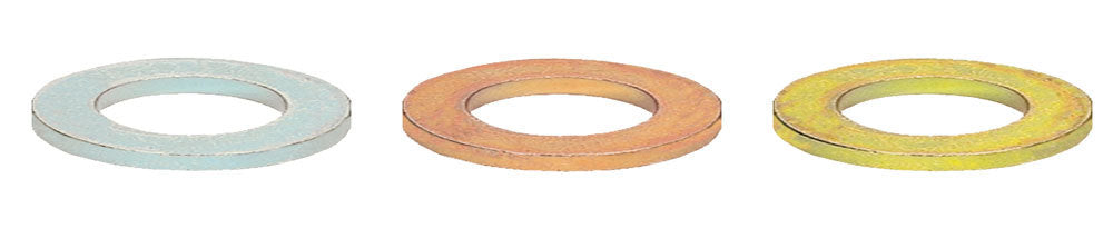Spark Plug Washer - Indexing - 14 mm Flat Seat - 0.043 in / 0.050 in / 0.064 in Thick - Set of 30
