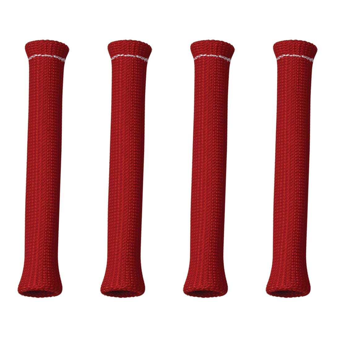 Spark Plug Boot Sleeve - 0.75 in ID - 7.5 in Long - High Temperature - Braided Fiberglass - Red - Set of 4
