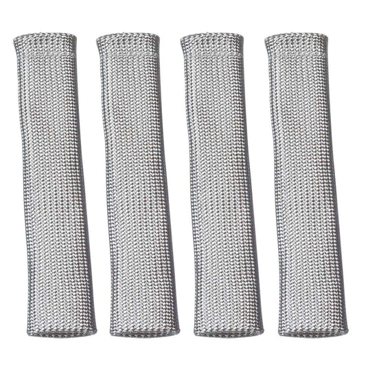 Spark Plug Boot Sleeve - 0.75 in ID - 7.5 in Long - High Temperature - Braided Fiberglass - Silver - Set of 4