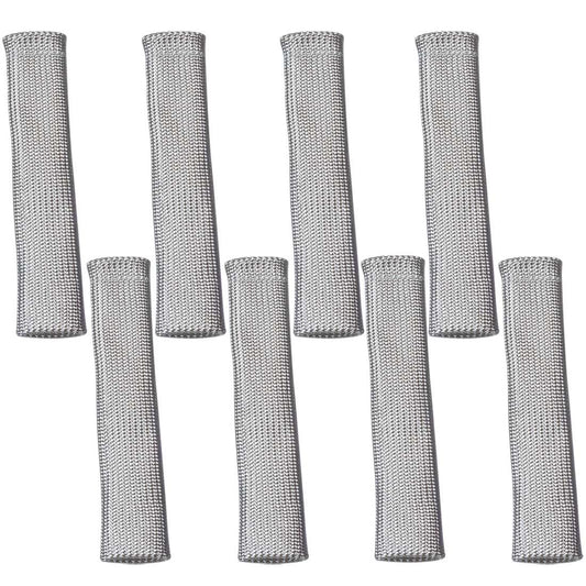 Spark Plug Boot Sleeve - 0.75 in ID - 7.5 in Long - High Temperature - Braided Fiberglass - Silver - Set of 8