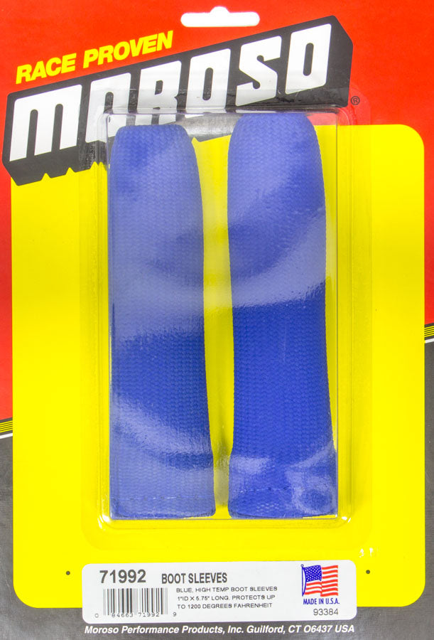 Spark Plug Boot Sleeve - 1 in ID x 5.5 in Long - High Temperature - Braided Fiberglass - Blue - Pair