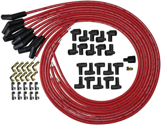 Spark Plug Wire Set - Blue Max - Spiral Core - 8 mm - Red - 135 Degree Plug Boots - HEI / Socket Style - Cut-To-Fit - V8 - Kit