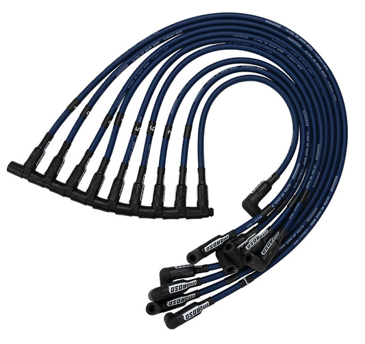 Spark Plug Wire Set - Ultra 40 - Spiral Core - 8.65 mm - Blue - 90 Degree Plug Boots - HEI Style Terminal - Sprint Car - V8 - Kit