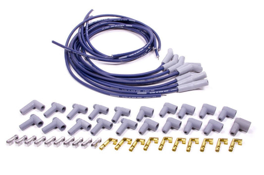 Spark Plug Wire Set - Ultra 40 - Spiral Core - 8.65 mm - Blue - 135 Degree Plug Boots - HEI / Socket Style - Cut-To-Fit - V8 - Kit