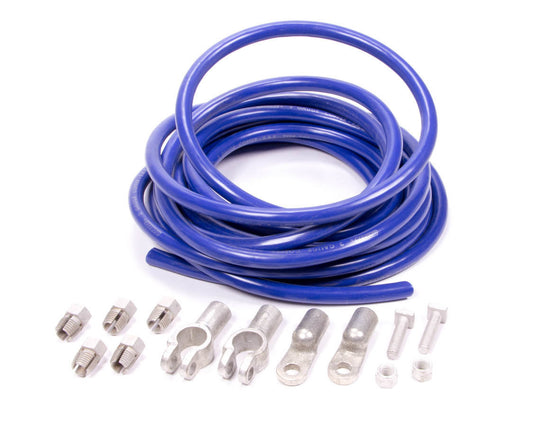 Battery Cable - 2 Gauge - 20 ft - 4 Terminals - Copper - Blue - Kit