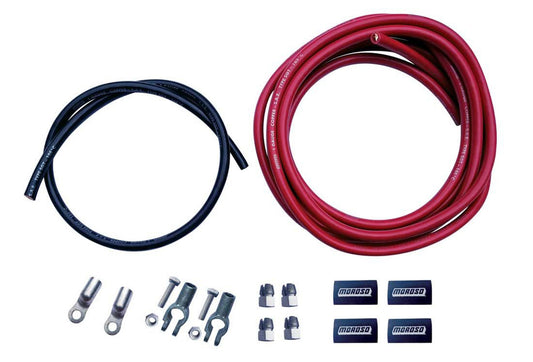 Battery Cable Kit - 1 Gauge - Top Mount Battery Terminals - Post Adapters / Terminal Lugs / Heat Shrink Included - Copper - 15 ft - Kit