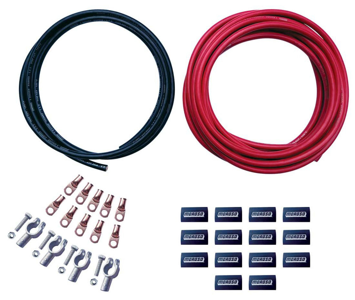 Battery Cable - 1 Gauge - 25 ft - 4 Terminals - Copper - Kit