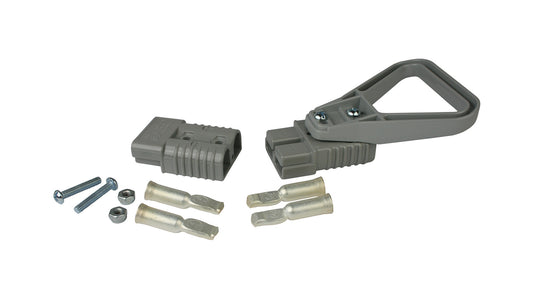 Battery Cable Connector - Quick Connect Plug - 175 amps - Spring Loaded Copper Contacts - Plastic - Gray - Kit