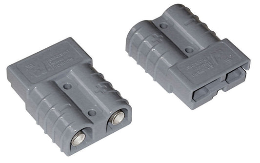 Battery Cable Connector - Quick Connect Plug - 50 amps - Spring Loaded Copper Contacts - Plastic - Gray - Kit