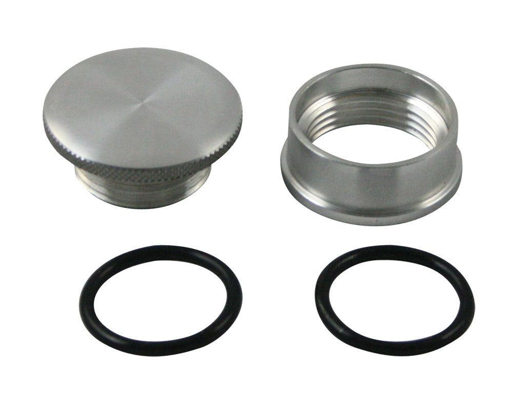 Bung and Cap Kit - 1.500 in OD - 1-1/4-12 in Thread - Weld-On - Aluminum Bung - O-Ring - Knurled Grip - Aluminum - Natural - Kit