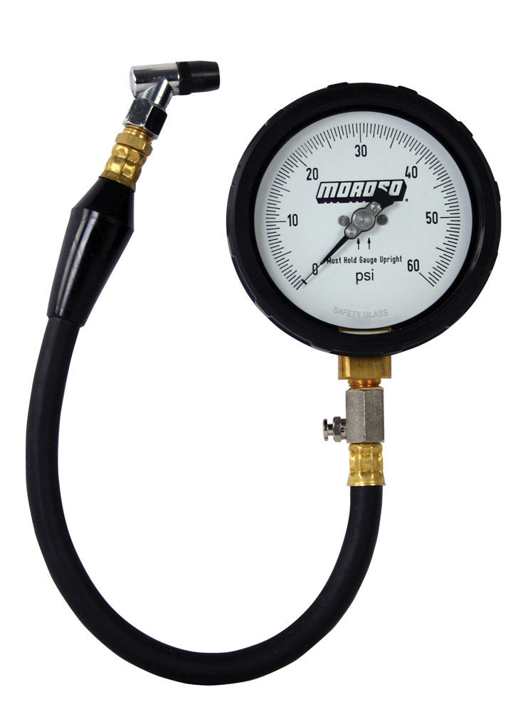 Tire Pressure Gauge - Pro Series - 0-60 psi - Analog - 4 in Diameter - White Face - 1/2 lb Increments - Each