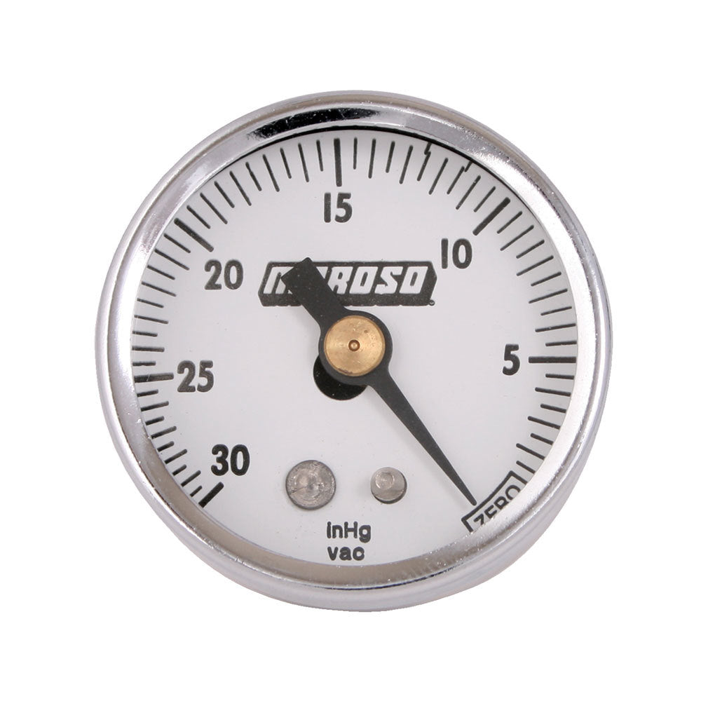 Vacuum Gauge - 0-30 in Hg - Mechanical - Analog - 1-1/2 in Diameter - 1/8 in NPT Port - White Face - Each