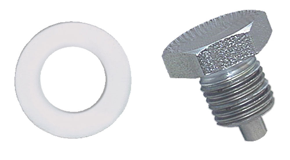 Drain Plug - 1/2-20 in Thread - 3/4 in Hex Head - Nylon Washer - Magnetic - Steel - Zinc Oxide - Each