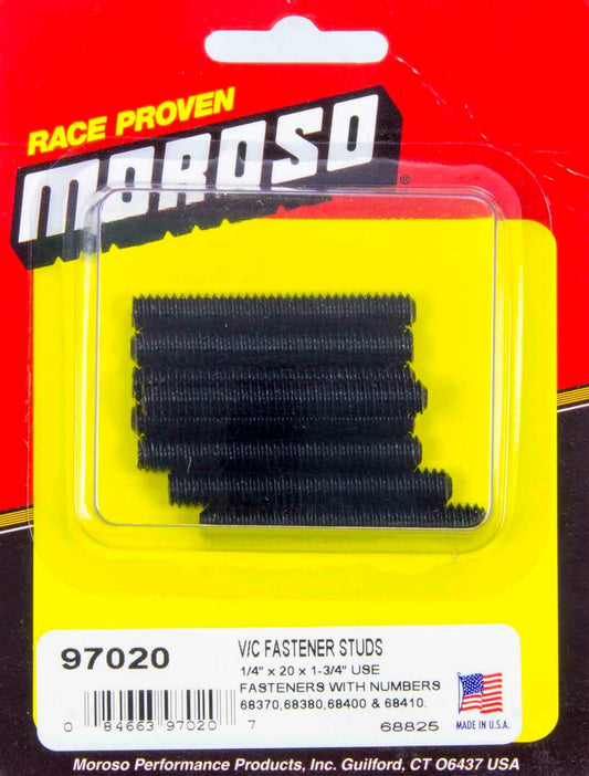 Valve Cover Fastener - Stud - 1/4-20 in Thread - 1.750 in Long - Steel - Black Oxide - Set of 8