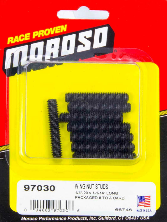 Valve Cover Fastener - Stud - 1/4-20 in Thread - 1.375 in Long - Steel - Black Oxide - Set of 8