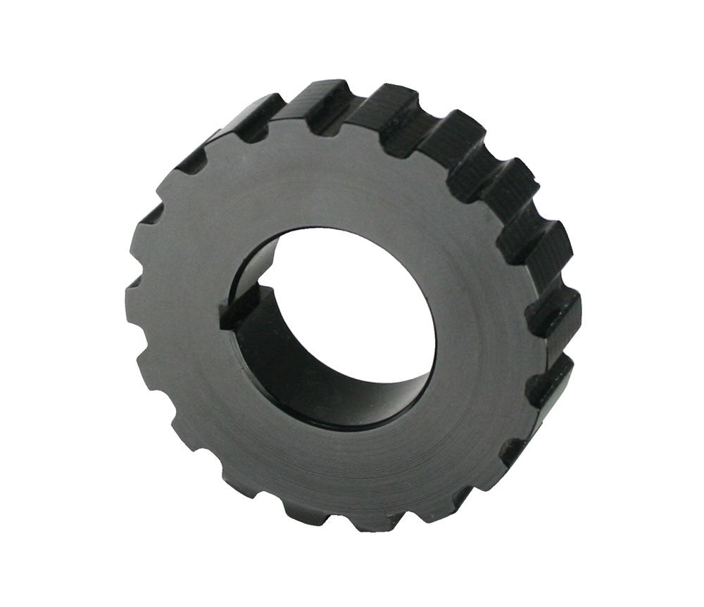 Crankshaft Pulley - Gilmer - 18 Tooth - 0.5 in Wide - 3/8 in Pitch - 1 in Mandrel - 1/8 in Keyway - Aluminum - Black Anodized - Universal - Each