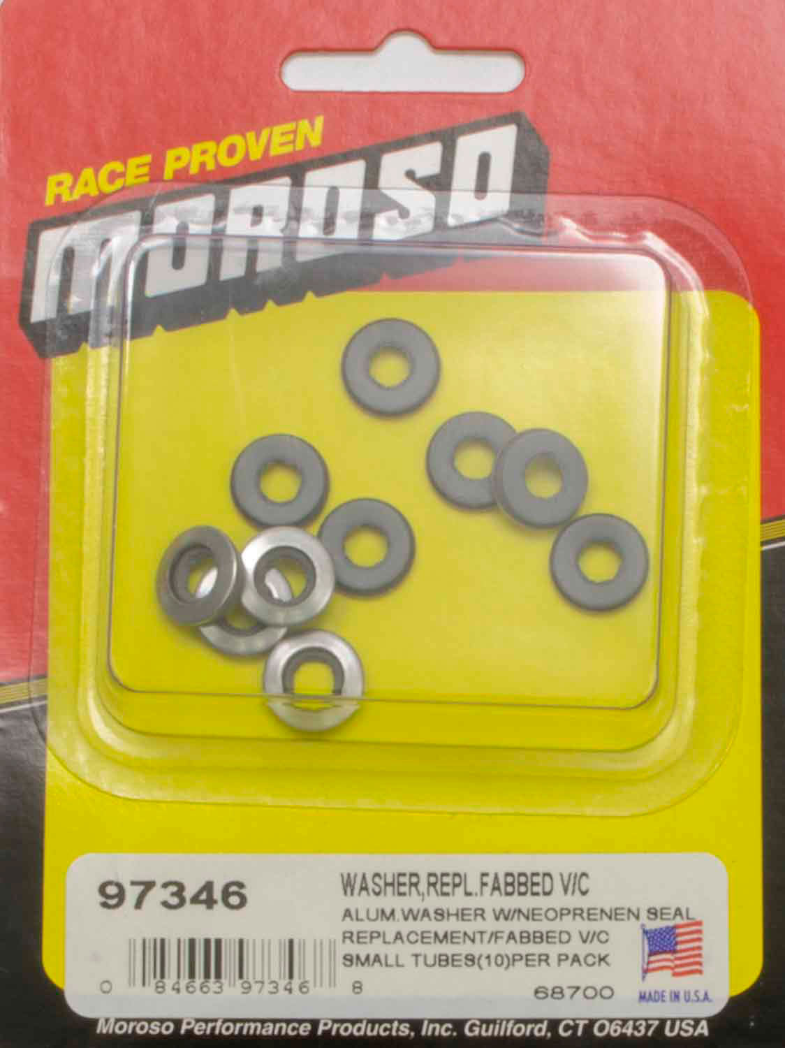 Flat Washer - 0.200 in ID - 0.470 in OD - 0.125 in Thick - Aluminum / Rubber Seal - Valve Cover - Set of 10