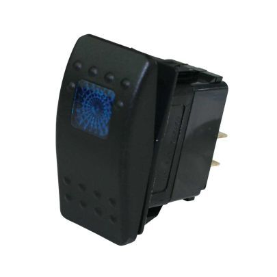 Rocker Switch - On / Off - Single Pole - 12V - 20 amps - Blue Lighted - Plastic - Black - Moroso Switch Panels - Each