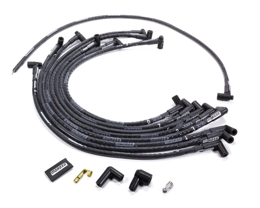 Spark Plug Wire Set - Mag-Tune - Spiral Core - 8.0 mm - Black - 90 Degree Plug Boots - HEI - Small Block Chevy - Kit